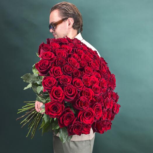 Красная роза Эксплорер Explorer 75 шт