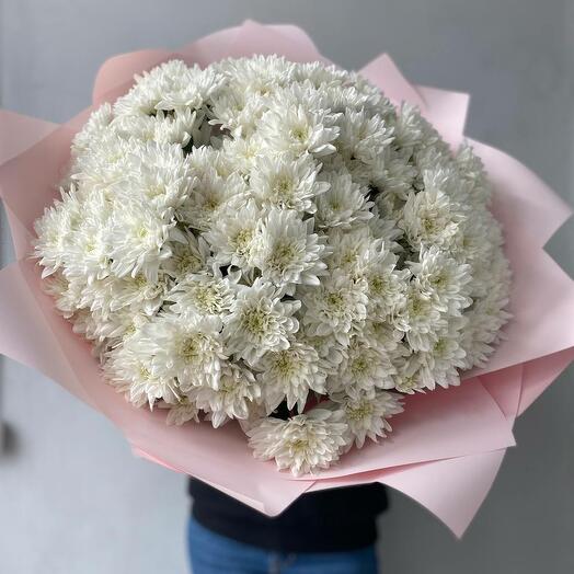 Букет из 35 пышных кустовых хризантем