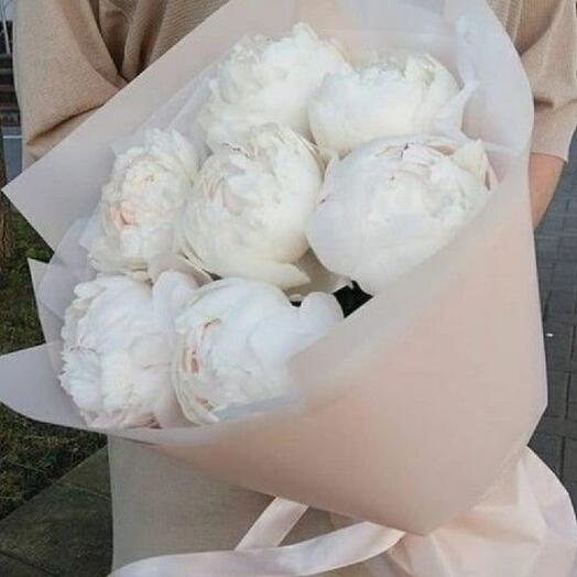 7 шт белые пионы