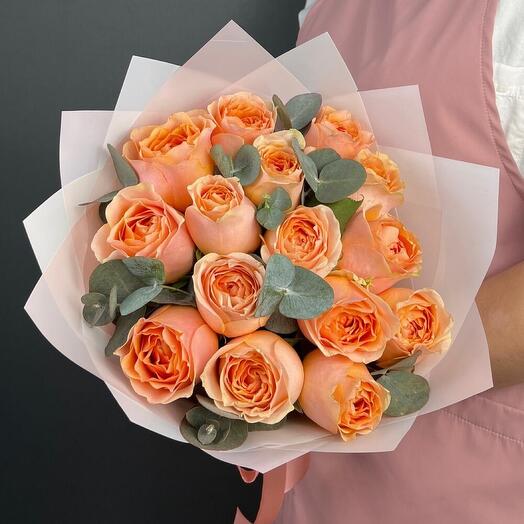 Ramo de rosas peonías de melocotón (15 piezas)