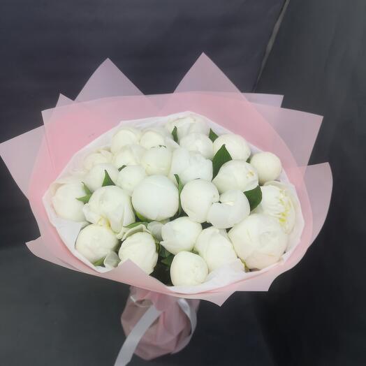 The peonies are white