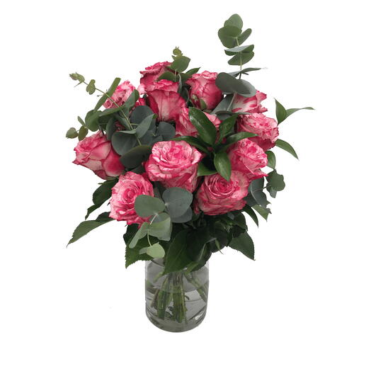 Ramo de rosas rosa con verde