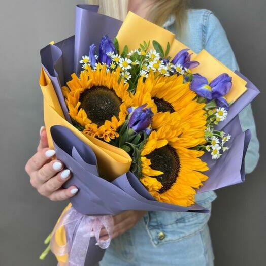 Iris and Sunflower Bouquet