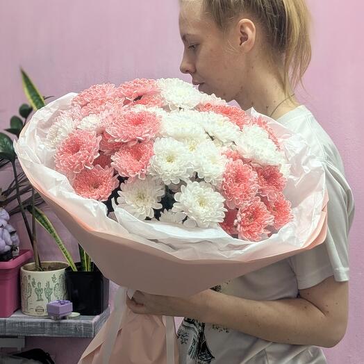 Букет из 9 кустовых хризантем краш