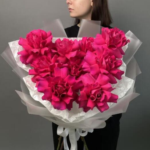 Большой букет французская Роза Пинк Флойд 9шт