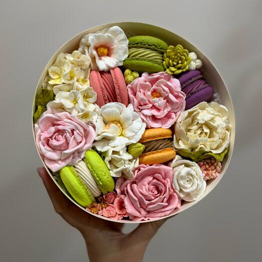 Macaroni and marshmallow flowers