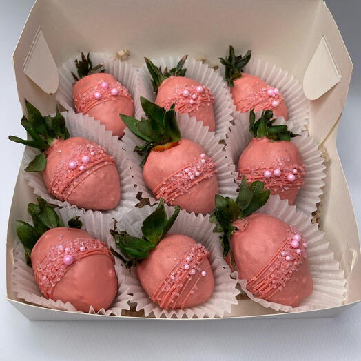 Клубника в шоколаде 9шт. «Розовый жемчуг»
