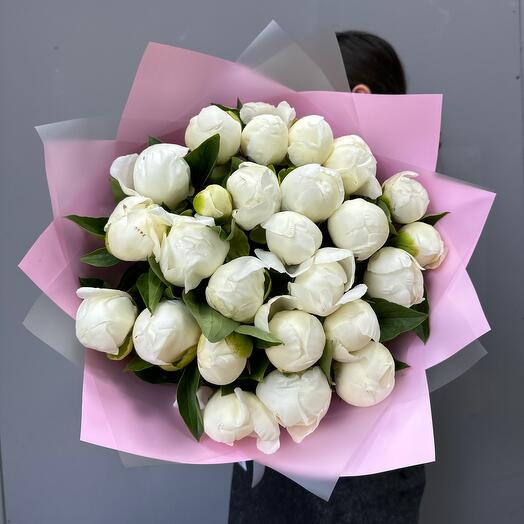 25 белых пионов - peony (0006)