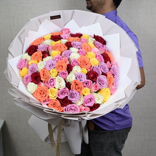 101 Mixed Roses Bouquet-1906