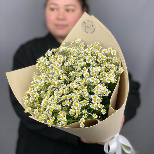 Монобукет из нежных ромашек танацетум.Букет 386 Milin bouquet
