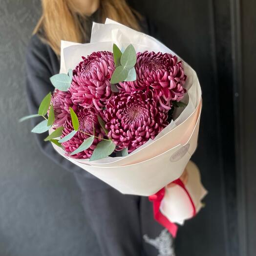 Осенний букет из  5 одноголовых  хризантем🌸054
