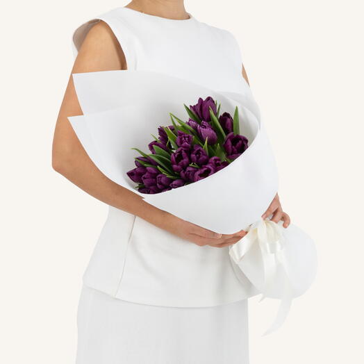 25 Purple Tulip Bouquet