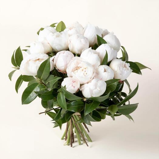 Poney pivoines blanc