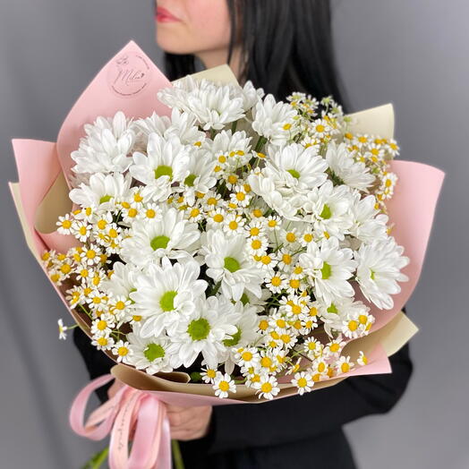 Полевой букет из ромашек и хризантемы"Любит?-Любит" 🌼 241 Милин Букет