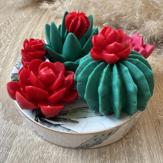 Мыло ручной работы «цветущие кактусы»