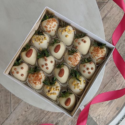 Fresas frescas en chocolate blanco 16 bayas