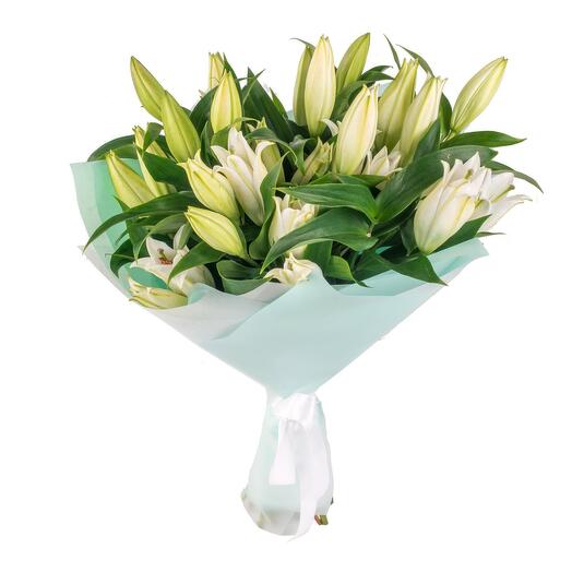 7 White Lilies Bouquet