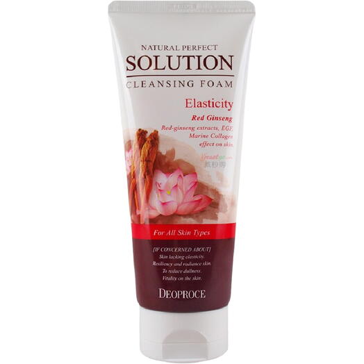 Deoproce Natural Perfect Solution Cleansing Foam Elasticity Пенка для умывания лотос и женьшень