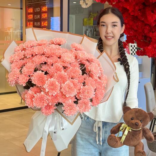 Нежная Hriza pink + мишка