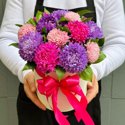 A box of colorful asters