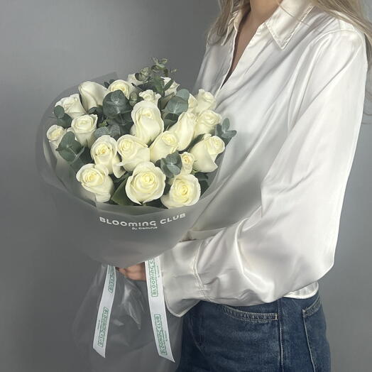 21 White Roses Bouquet