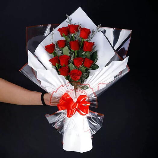 Valentine s Day Red Roses Bouquet with Trending Wrapped Bouquet