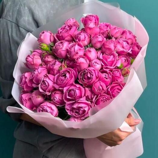 25 кустовых пионовидных роз мисти бабблс Голландия