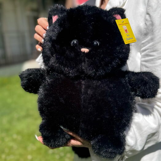Мягкая игрушка плюшевый Пухлый черный котик. Soft plush chubby black cat