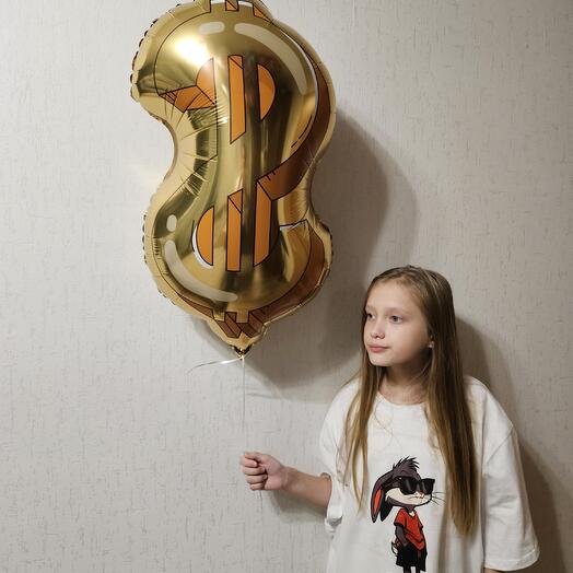 Воздушный шар знак доллара, доллар, деньги с гелием-1шар