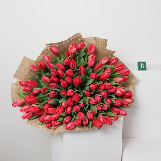 120 Red Tulip Bouquet