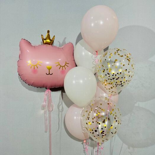 Globos de gatito con corona 8 piezas