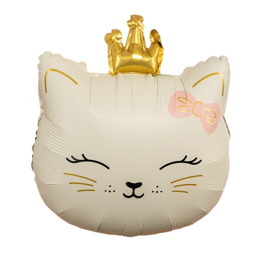 Воздушный шар гелий Котик принцесса, сатин. Helium foil balloon Cat princess, satin