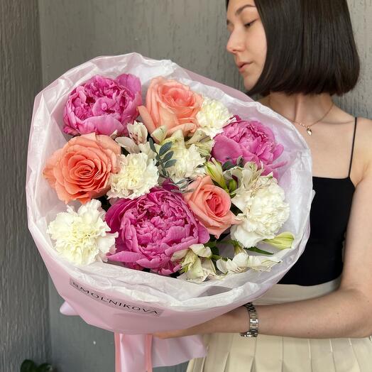 Пионы в розовом букете 🌸😍/ цветы в Уфе с доставкой