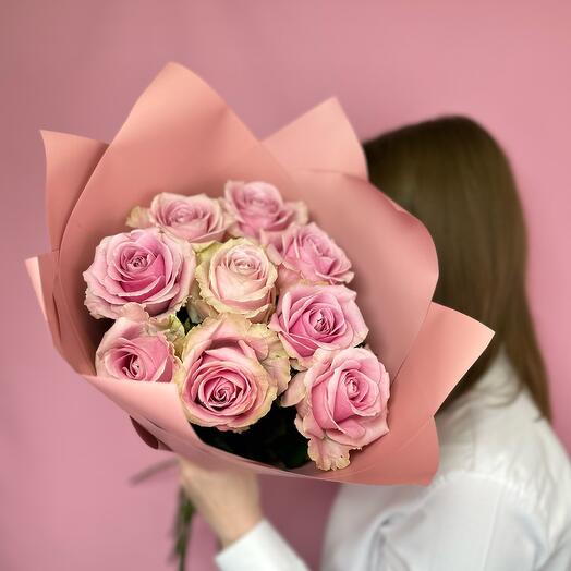 Bouquet of 9 pink roses