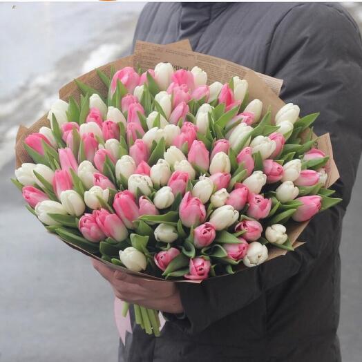 Flower Bouquet  Of 101 Mixed Tulip