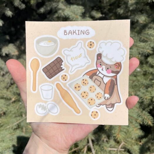 Наклейки для ежедневника / Котик Печенье / Mudrova Shop, Размер 12х12