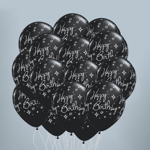 15 Black Birthday Sparkle Balloons