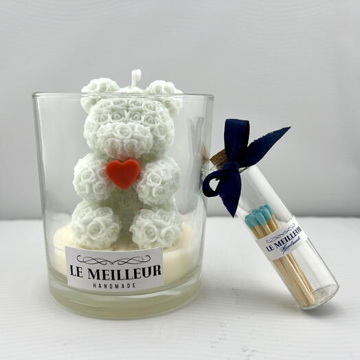 Teddy - scented candle in jar with match sticks