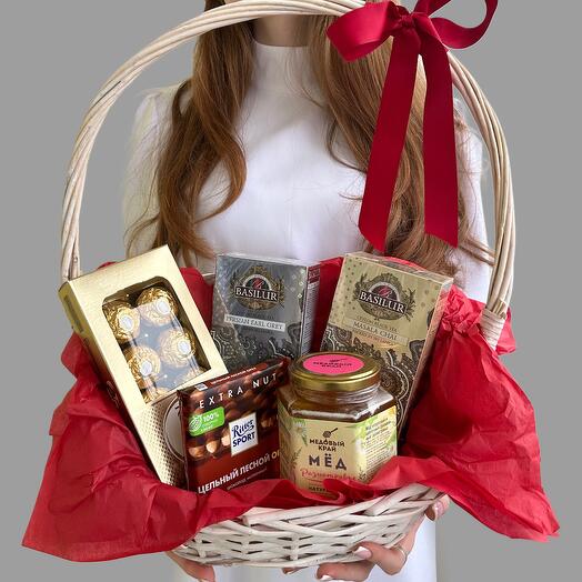 Чайная корзина с медом чайный набор