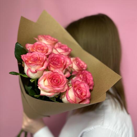 Ramo de 9 rosas blancas y Rosadas