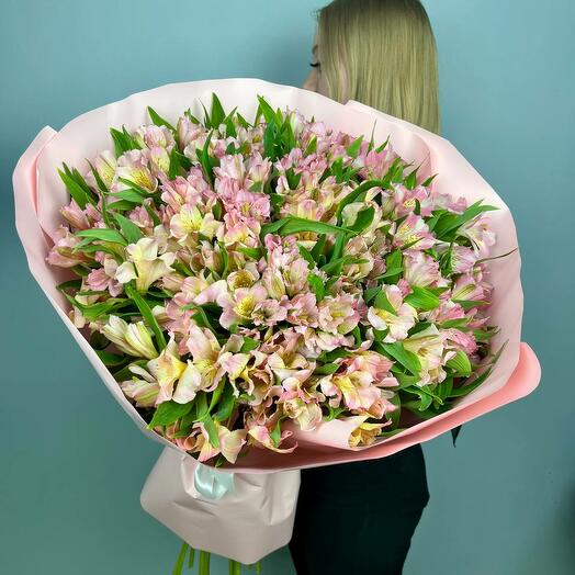 Шикарный букет из 51 розовой альстромерии