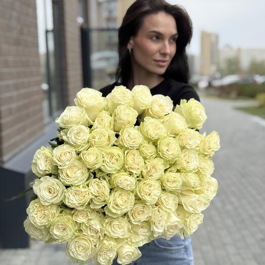 51 белая импортная роза Мондиаль