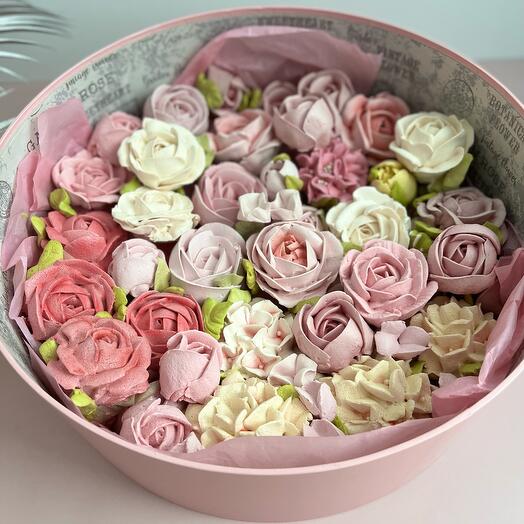 Flores de malvavisco en Caja redonda