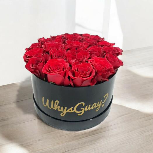 Caja 24cm de rosas rojas