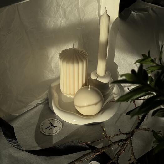 Подарочный набор декоративных свечей и аксессуаров