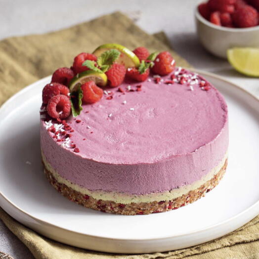 Raw Vegan Gluten-free Sugar-free Raspberry Mint Cheesecake