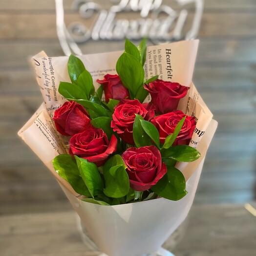 Bouquet of 7 red roses