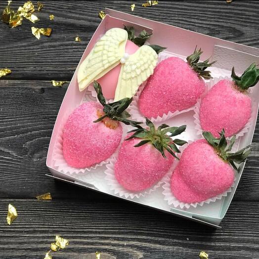Strawberry set in chocolate "Raspberry Sunset"