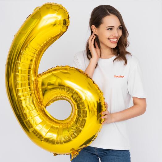 Balloon number 6 gold with helium - 100cm