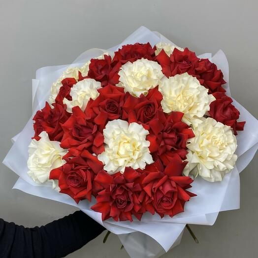 Французские Розовые розы 25 штук